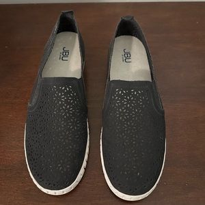 JBU by Jambu Flora black perforated slip ons